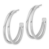 Sterling Silver Rhodium Plated Split Design Hoop Post Earrings - QE-8DA10D3D-6358