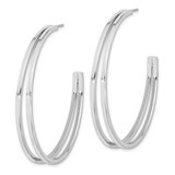 Sterling Silver Rhodium Plated Split Design Hoop Post Earrings - QE-D6230814-6111