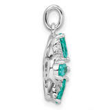 Sterling Silver Rhodium plated Teal & White CZ Pendant - QP-EF6F4B72-9455