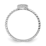 Sterling Silver Rhodium Plated White Diamond Stackable Ring - QR-33ADB614-4815