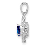 Sterling Silver Rhodium Plated White Topaz & Sapphire Pendant - QP-F78EAFEC-2903