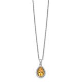 Sterling Silver Rhodium Polished Citrine & CZ Necklace