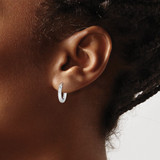 Sterling Silver Rhodium Polished Diamond Cut Hinged Hoop Earrings - QE-C76C5D8C-2579