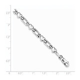 Sterling Silver Rhodium Polished Hearts and Squares Bracelet