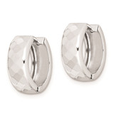 Sterling Silver Rhodium Polished Patterned Hinged Hoop Earrings - QE-0F30CF21-8220