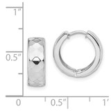 Sterling Silver Rhodium Polished Patterned Hinged Hoop Earrings - QE-0F30CF21-8220