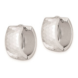 Sterling Silver Rhodium Polished Patterned Hinged Hoop Earrings - QE-8867074D-5570