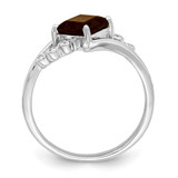 Sterling Silver Rhodium Princess-cut Smoky Quartz & Diamond Ring - QR-B626F553-6326