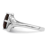 Sterling Silver Rhodium Princess-cut Smoky Quartz & Diamond Ring - QR-DC18AA54-6448