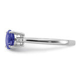 Sterling Silver Rhodium Round Tanzanite & Diam. Ring - QR-23593454-5576