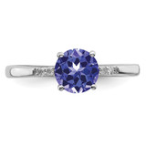 Sterling Silver Rhodium Round Tanzanite & Diam. Ring - QR-852E08B6-2067