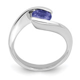 Sterling Silver Rhodium Round Tanzanite Bypass Ring - QR-D7347F77-3693