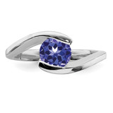 Sterling Silver Rhodium Round Tanzanite Bypass Ring - QR-D7347F77-3693