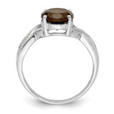 Sterling Silver Rhodium Smoky Quartz & Diamond Ring - QD-1B536517-6181