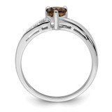Sterling Silver Rhodium Smoky Quartz Diam. Ring - QR-47367551-3900