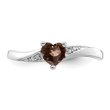 Sterling Silver Rhodium Smoky Quartz Diam. Ring - QR-47367551-3900