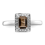 Sterling Silver Rhodium Smoky Quartz Diam. Ring - QR-56F69EDF-5143