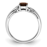 Sterling Silver Rhodium Smoky Quartz Diam. Ring - QR-AE092E30-9603