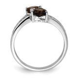 Sterling Silver Rhodium Smoky Quartz Heart Ring - QD-C92CD6F2-8840