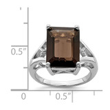Sterling Silver Rhodium Smoky Quartz Ring - QD-422BF144-3281