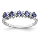 Sterling Silver Rhodium Tanzanite & Diam. Ring - QD-4B12CB14-5263