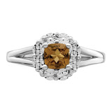 Sterling Silver Rhodium Whiskey Quartz Diam. Ring - QR-6AB43374-3251