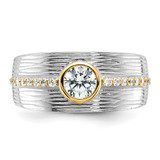 Sterling Silver Rhodium/Gold-tone CZ Ring - QR-A20706E5-2760