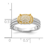 Sterling Silver Rhodium/Gold-tone Pav‚ CZ Ring - QR-6CE1F951-2637