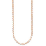 Sterling Silver Rhodium-plate 4-5mm Pink Rice Freshwater Cultured Pearl Children's 13 inch Necklace