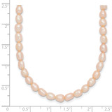 Sterling Silver Rhodium-plate 4-5mm Pink Rice Freshwater Cultured Pearl Children's 13 inch Necklace
