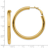 14k 4x35mm Polished Round Omega Back Hoop Earrings
