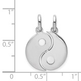 Sterling Silver Rhodium-plate Brush & Polished Yin Yang Break Apart Pendant