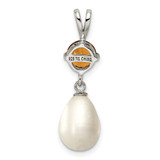 Sterling Silver Rhodium-plated  8-9mm White Teardrop Freshwater Cultured Pearl and .75CI Citrine Pendant