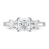 Sterling Silver Rhodium-plated & CZ 3 Stone Ring - QR-763DDAC5-9202