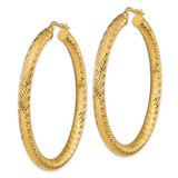 14k 4x50mm Diamond-cut Round Hoop Earrings