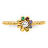 14k 5 Birthstone Flower with Diamond Mother's Ring Semi-mount