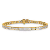 14k 5 carat Lab Grown Diamond VS/SI+ G+ Complete Princess Bezel Set Tennis Bracelet