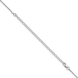 Sterling Silver Rhodium-plated 1.1mm Diamond-cut Rope Chain w/4in ext.