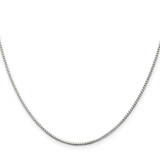 Sterling Silver Rhodium-plated 1.25mm Box Chain w/4in ext.