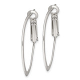 Sterling Silver Rhodium-plated 1.5mm Oval Omega Back Hoop Earrings - QE-8F0AB8CE-2837
