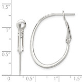 Sterling Silver Rhodium-plated 1.5mm Oval Omega Back Hoop Earrings - QE-8F0AB8CE-2837