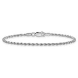 Sterling Silver Rhodium-plated 1.85mm Diamond-cut Rope Chain Anklet - QD-3F8EE014-3192