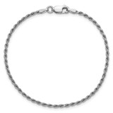 Sterling Silver Rhodium-plated 1.85mm Diamond-cut Rope Chain Anklet - QD-3F8EE014-3192