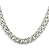 Sterling Silver Rhodium-plated 10.5mm Domed w/ Side D/C Curb Chain - QR-CD6B307A-2206