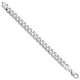 Sterling Silver Rhodium-plated 10.5mm Domed w/ Side D/C Curb Chain - QR-D124458E-8358