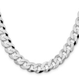 Sterling Silver Rhodium-plated 10.6mm Beveled Curb Chain - QF-03084060-7970