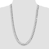 Sterling Silver Rhodium-plated 10.6mm Beveled Curb Chain - QF-03084060-7970