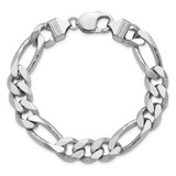 Sterling Silver Rhodium-plated 10.75mm Figaro Chain - QF-F8037B5C-1157