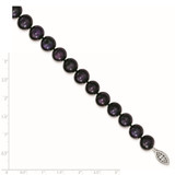 Sterling Silver Rhodium-plated 10-11mm Black Near-Round Freshwater Cultured Pearl 7.25 inch Bracelet