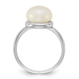Sterling Silver Rhodium-plated 10-11mm Button White Freshwater Cultured Pearl Size 6 Ring